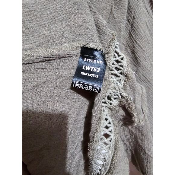 POL Peasant Blouse Womens Size Small Boho Top Split Open Balloon Sleeves (823) - Picture 6 of 6